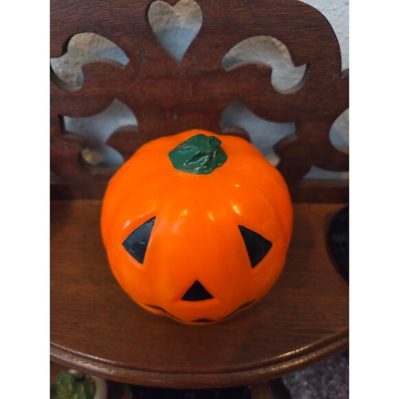 Vintage 70s-80s Wax Jack-O-Lantern Pumpkin Candle 4.5" Halloween Gurley - Picture 2 of 7